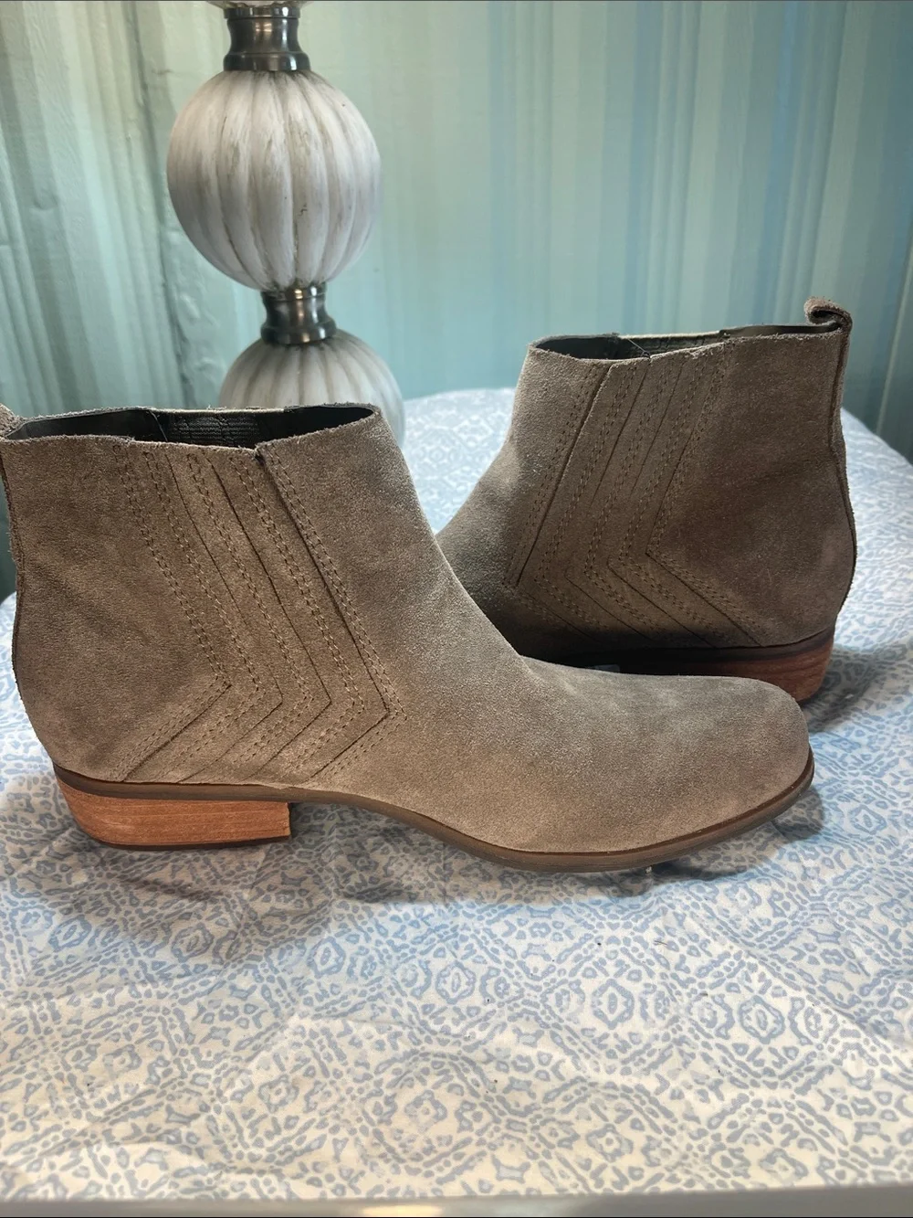 KORKS by Kirk-Ease Suede Pull-On Ankle Boots - Taupe Size 9.5